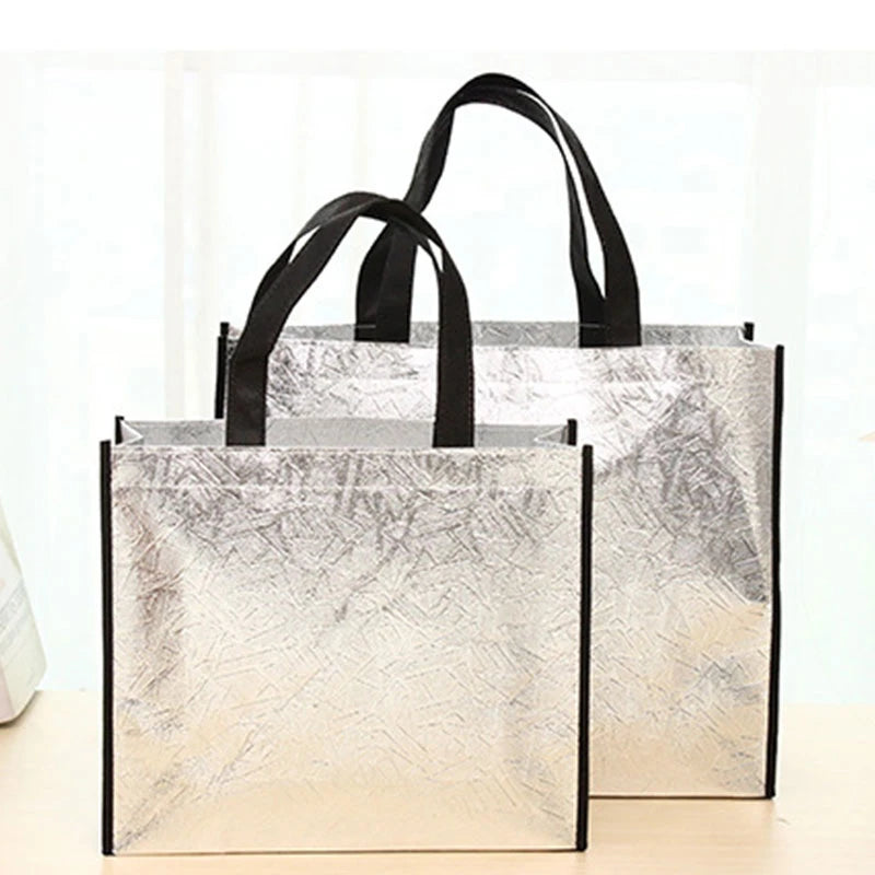 1PC Fashion Laser Shopping Bag Foldable Eco Bag Large Reusable Shopping Bag Tote Waterproof Non-woven Fabric No Zipper Hot Sale