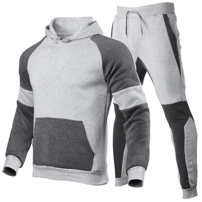 2 Pieces Sets Printed Tracksuit Men Hooded Sweatshirt+Joggers Pants Pullover Hoodie Sportwear Suit Casual Men Clothes Streetwear