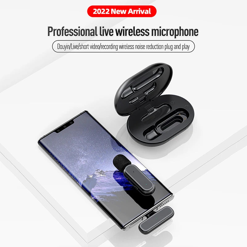 New Lavalier Microphone Wireless Portable Audio And Video Recording Charging Case Plug And Play Rechargeable Microphone 2023