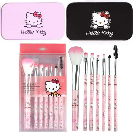 Sanrio Makeup Brush Set Hello Kitty Anime Fashion Jewelry Blush Eyebrow Lip Eyeshadow Brush Beauty Tools Girls Gift with Box