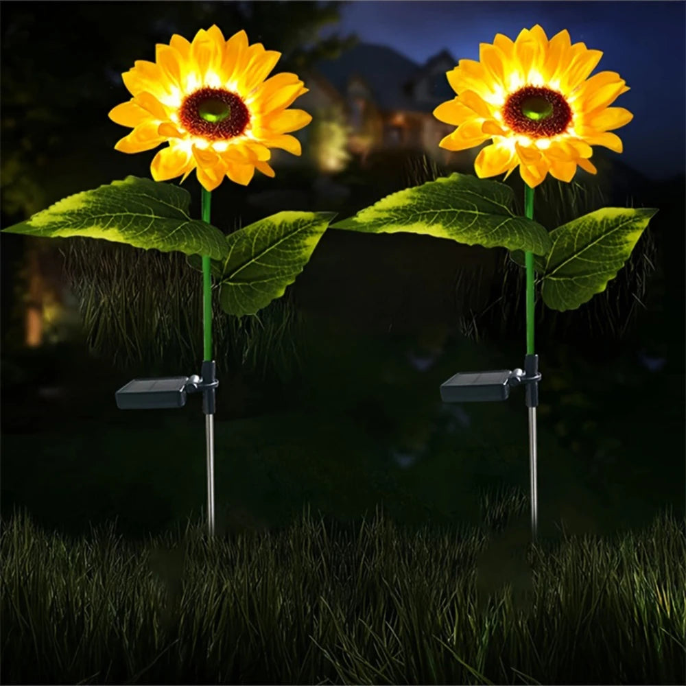 Solar Simulation Sunflower Lights with LED Head for Garden