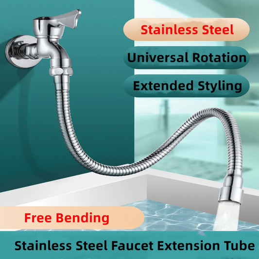 Stainless Steel 360° Universal Faucet Extender Anti-Splash Head Nozzle Aerator Bendable Sink Extension Hose Kitchen Accessories