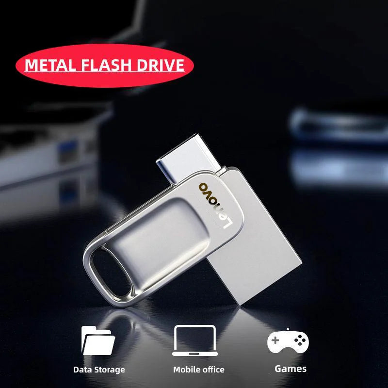 Lenovo USB 3.0 High Speed 2TB Flash Disk Metal Mini Pen Drive 1TB Waterproof Flash Drives For Laptop Camera Type-C Adapter