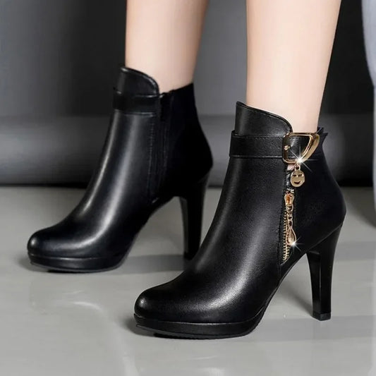 2023 New Fashion Women's Boots Autumn and Winter Ankle Boots Women's Round Toe Thin Heel Zipper Casual Women's Shoes