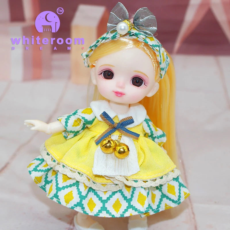 2024 16 cm BJD Mini Doll 13 Movable Joint Girl Baby 3D Big Eyes Beautiful DIY Toy Doll With Clothes Dress Up 1/12 Fashion Dolls