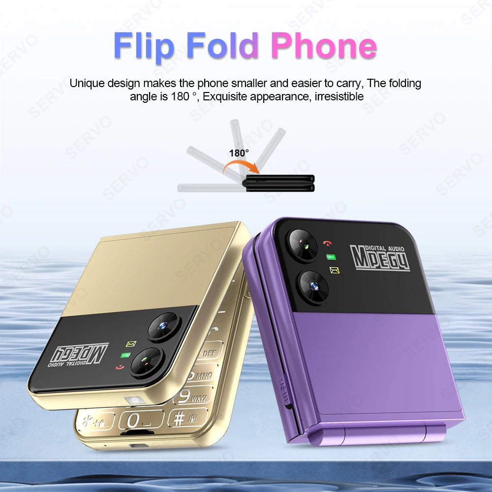 SERVO Flilo4 Flip Cellphone Four SIM Card GSM Cellular Network Flashlight Speed Dial Magic Voice Foldable Mobile Phone Low Price