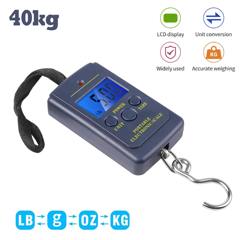 Kitchen Scales Weight Scale Portable Digital LCD Scale 40kg Electronic Luggage Hanging Suitcase Travel Bag Weight Balance Tool