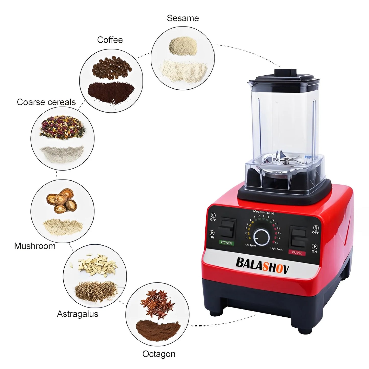 2000W Stationary Blender Heavy Duty Commercial Mixer Ice Smoothies Appliances for Kitchen Professional High Power Food Processor