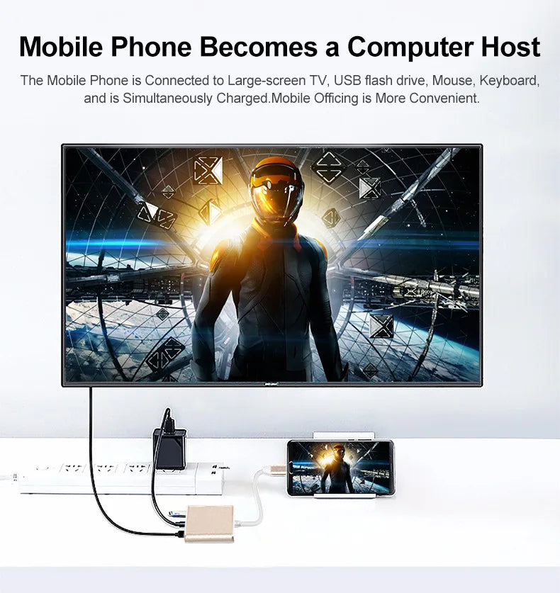 3 in 1 Usb Hub USB C to HDMI-compatible Splitter HUB Type-c to HDMI-compatible USB3.0 Docking Station For MacBook AirPro Samsung