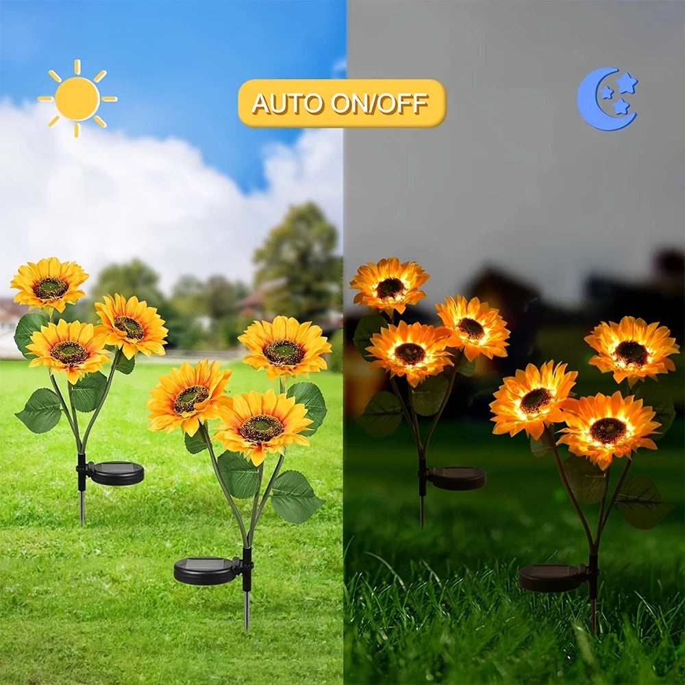 Solar Simulation Sunflower Lights with LED Head for Garden