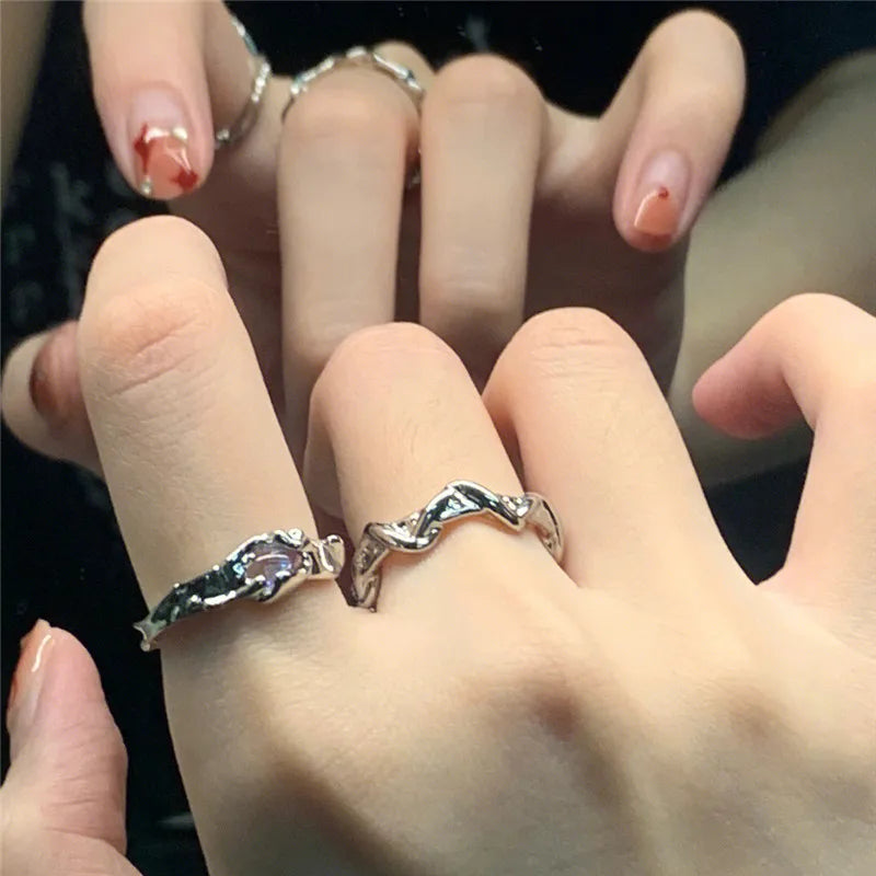 Women's Ring Small Design Moonlight Stone Irregular Ring Opening Adjusts Advanced Style Versatile Rings for Women Jewelry Rings
