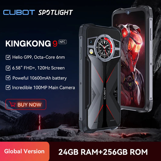 Cubot KingKong 9, Helio G99, 120Hz 6.583-Inch Screen, Rugged Smartphone, 24GB RAM(12+12GB Extended), 256GB ROM, 100MP Camera,NFC
