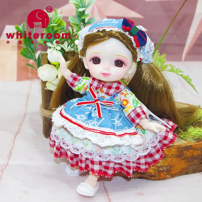 2024 16 cm BJD Mini Doll 13 Movable Joint Girl Baby 3D Big Eyes Beautiful DIY Toy Doll With Clothes Dress Up 1/12 Fashion Dolls