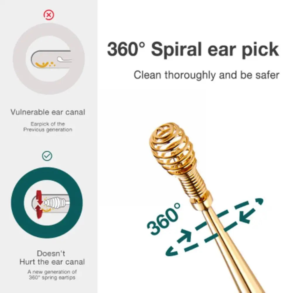 Gold Steel Ear Wax Pickers Earpick Wax Remover Curette Cleaner Spoon Care Tool Pick Cleaner Ear Clean Ear Ear O4T0