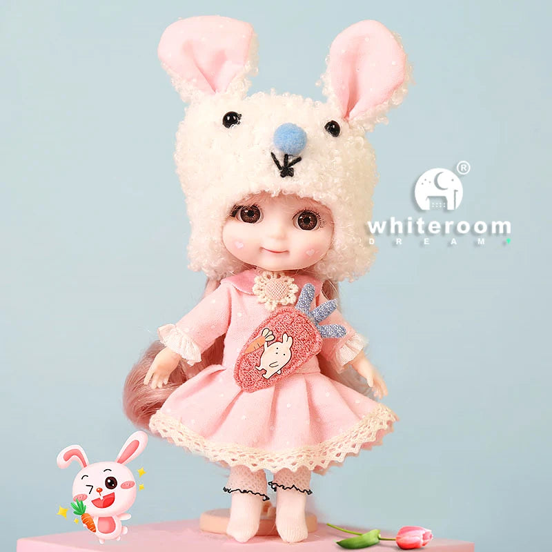 Ob11 BJD Doll Mini Dolls For Girls Animal Clothes Accessories 1/12 Toy Baby 3D Big Eyes Beautiful DIY Toys Dress Up Free Gift