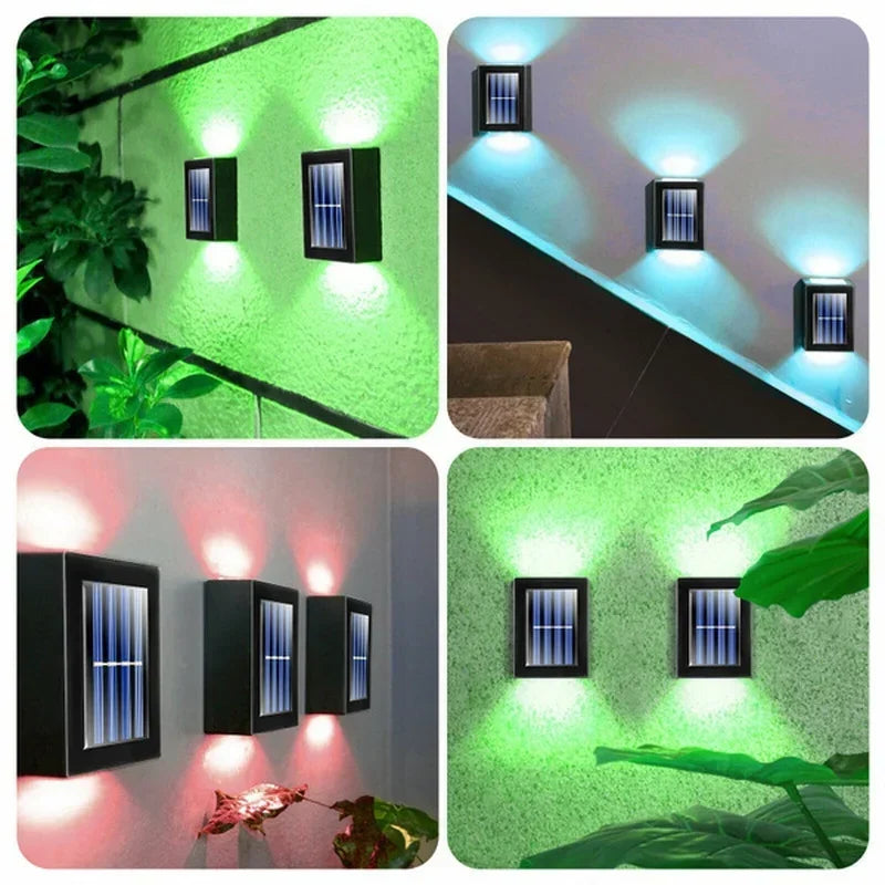 Solar Up and Down Spot Lights Outdoor, Street Wall Light Lamp Solar Powered Sunlight Waterproof Solar Lamp Garden Decorative