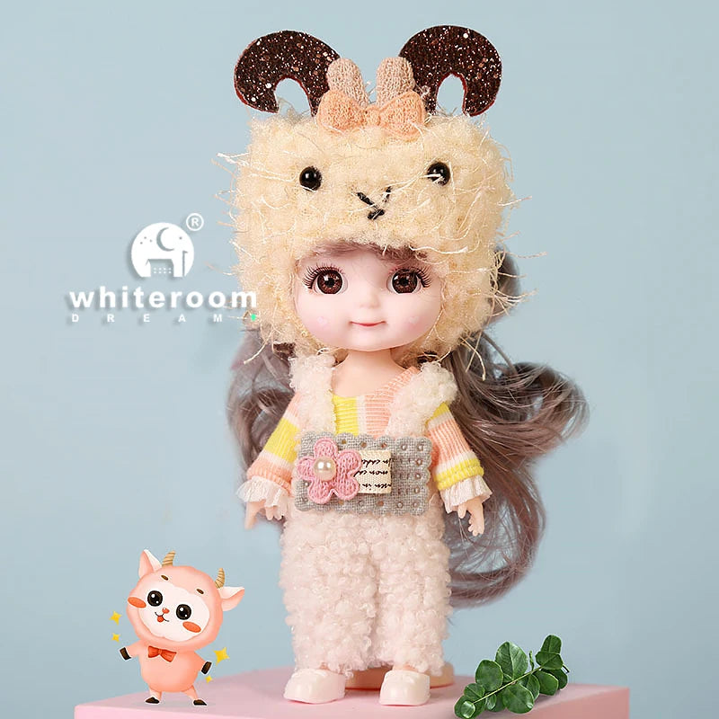 Ob11 BJD Doll Mini Dolls For Girls Animal Clothes Accessories 1/12 Toy Baby 3D Big Eyes Beautiful DIY Toys Dress Up Free Gift