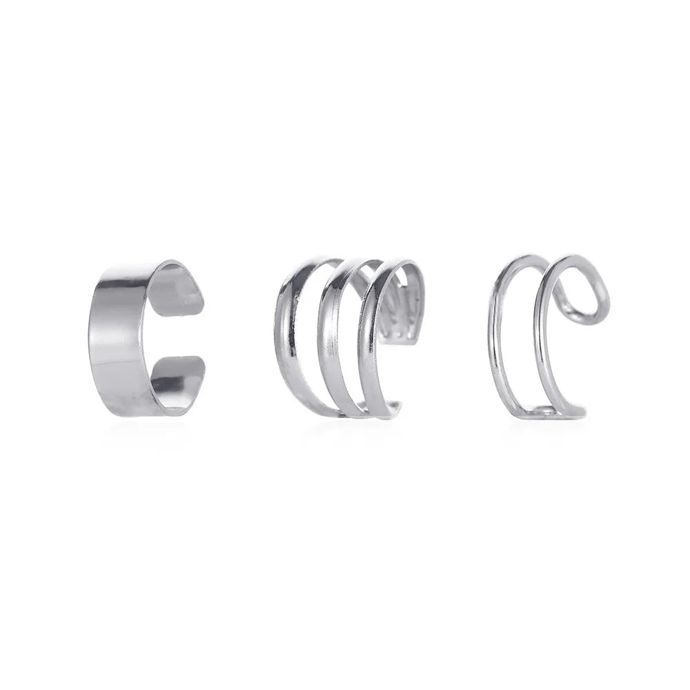 Silver Color Simple Smooth Ear Cuffs Clip Earrings for Women No Piercing Fake Cartilage Earring Fashion Jewelry New In Gifts