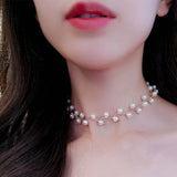 Korean fashion imitation pearl necklace with pendant