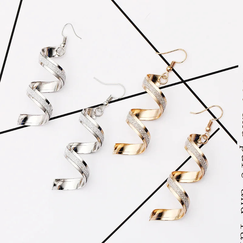 New Wild Spiral Curved Geometric Earrings