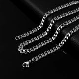 Stainless Steel Cuban Necklace, 3mm, 5mm, 7mm, Waterproof, 18K Gold Plated, Punk Jewelry for Men Women