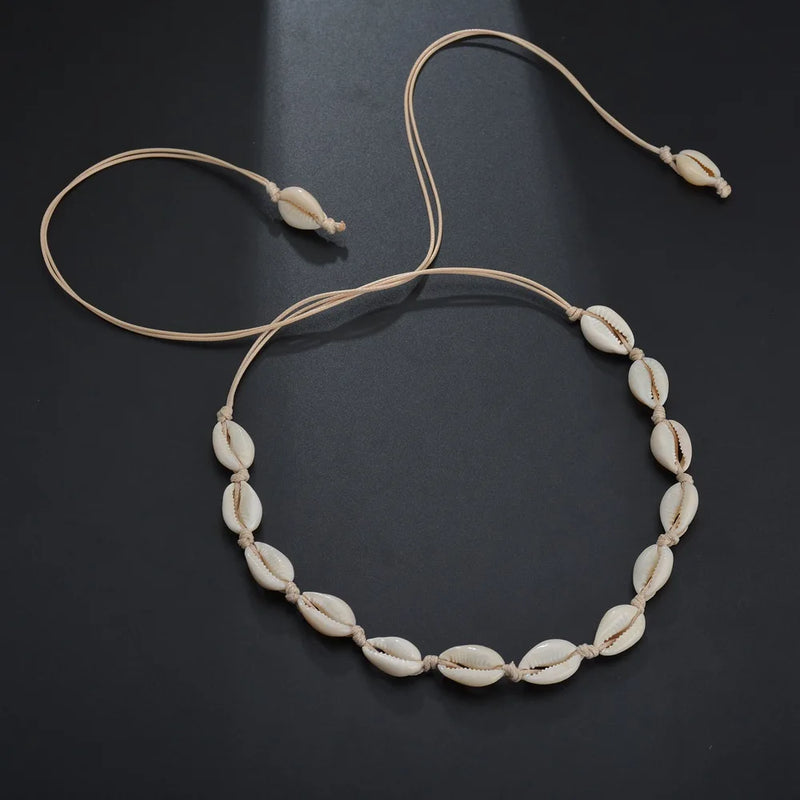 Bohemian cowrie shell necklace for women