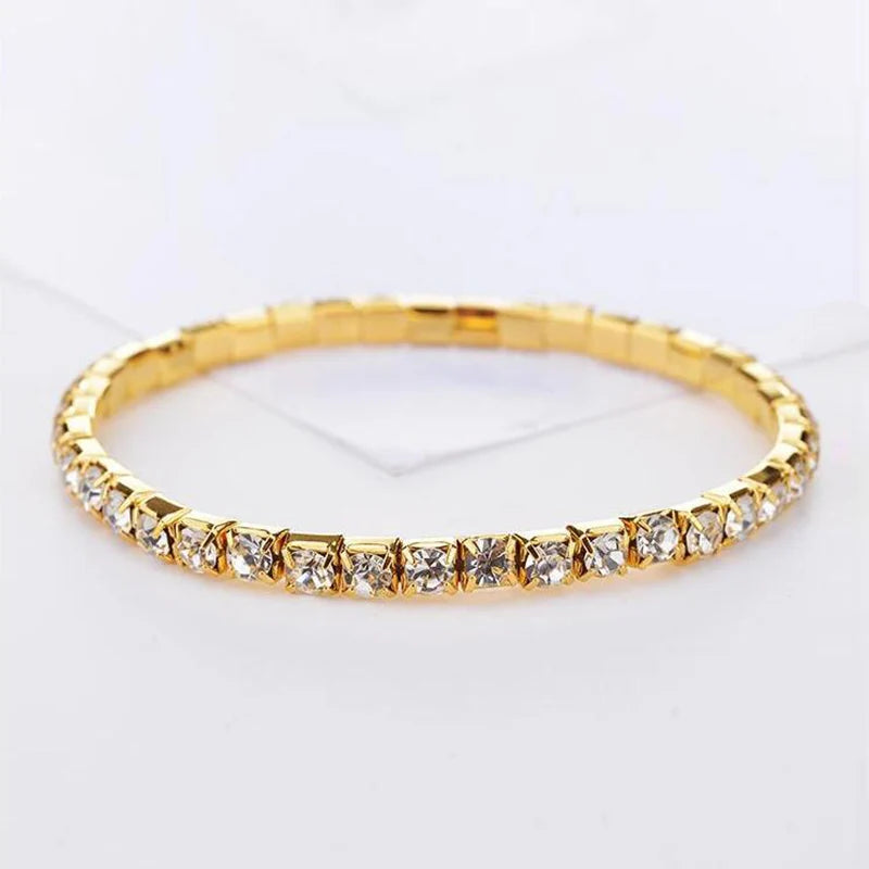 Gold Rhinestone Flexible Crystal Bracelets for Women