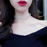 Korean fashion imitation pearl necklace with pendant