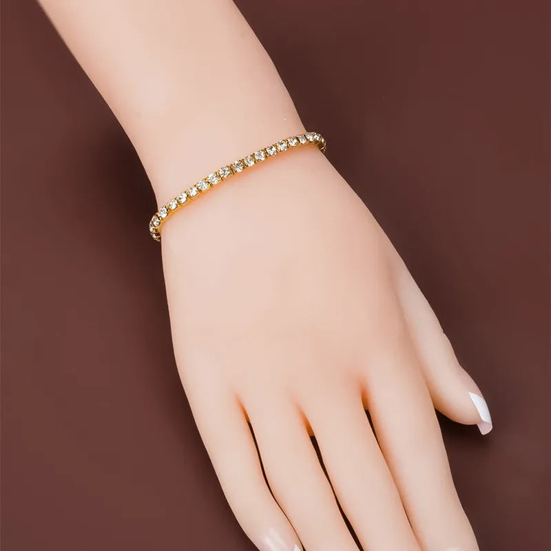 Gold Rhinestone Flexible Crystal Bracelets for Women