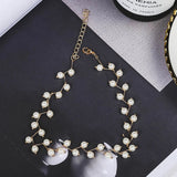 Korean fashion imitation pearl necklace with pendant