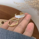 Fashion Hip Hop Adjustable White and Green Open Finger Rings for Women