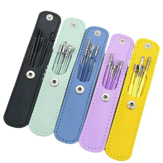 6Pcs Ear Cleaner Ear Wax Remover Cleaning Kit Pick Earwax Curette Spoon Care Removal Tool for Baby Adults Ear Care Set