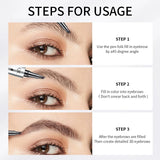 Four-Jaw Ultra-Fine Waterproof Eyebrow Pencil - Long-Lasting 3D Dark Brown Tattoo Cosmetic