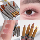 2-in-1 Double-Ended Silky Matte Eye Shadow Stick in Rose Brown with Glitter and Halo Dye Brush