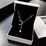 Simple gold color alloy charm chain necklace for women