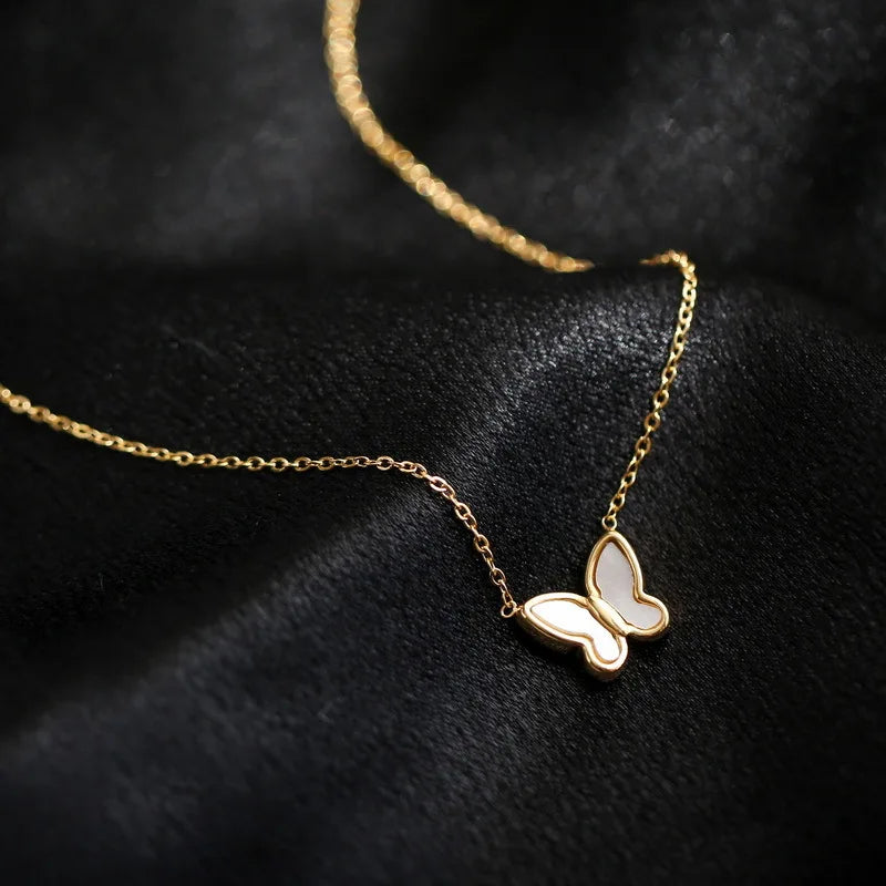 Korean acrylic butterfly necklace for women