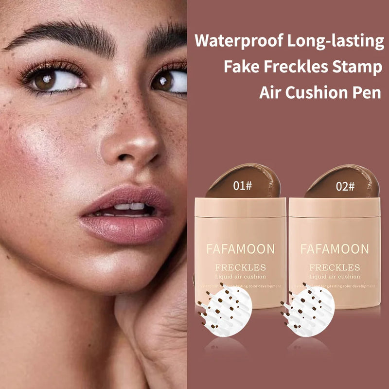 Air Cushion Freckle Stamp Kit - Realistic, Waterproof Makeup for Natural-Looking Freckles.