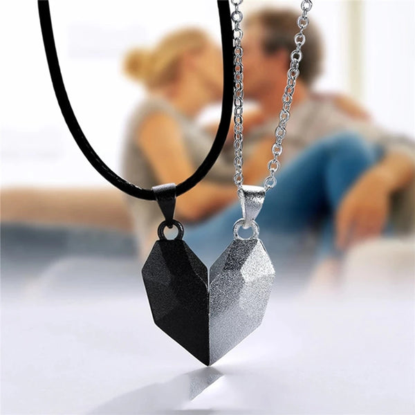 Korean Gothic Style Magnetic Heart Necklace for Men and Women