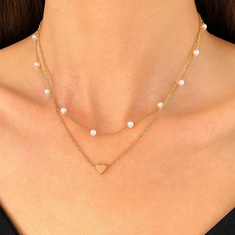 Simple pearl choker necklace for women