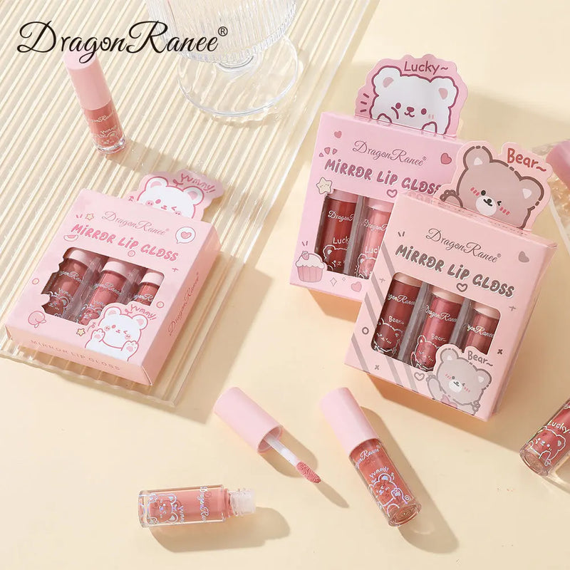 3pcs Moisturizing Mirror Lip Gloss Lipstick Set - Glitter Crystal Jelly Clear Pearlescent Water Glossy Lip Glaze Cosmetics