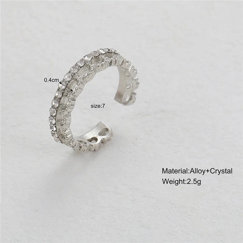 2023 Pink Crystal Irregular Heart Rings Vintage Zircon Opal Love Open Ring Y2K Shiny Zircon Rings for Women Party Jewelry Gift