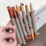 2-in-1 Double-Ended Silky Matte Eye Shadow Stick in Rose Brown with Glitter and Halo Dye Brush