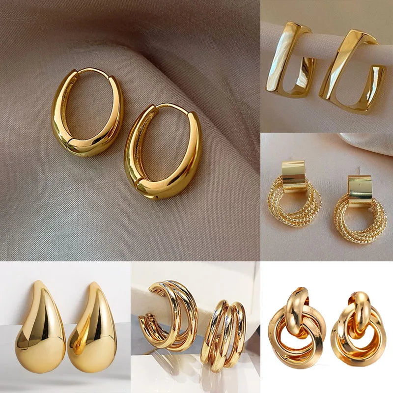 Antique gold U earrings for women