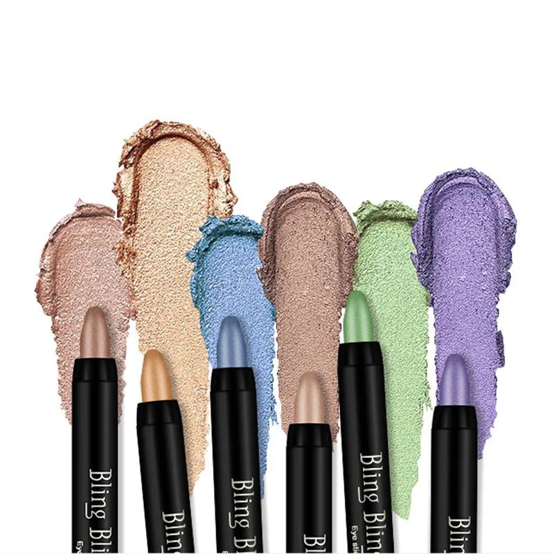 Waterproof Pearlescent Eyeshadow Pencil Stick with 16 Lasting Glitter Shades for Eye Makeup and Eyeliner.