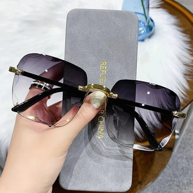 Women's Rimless Sunglasses with Diamond Cut Lenses