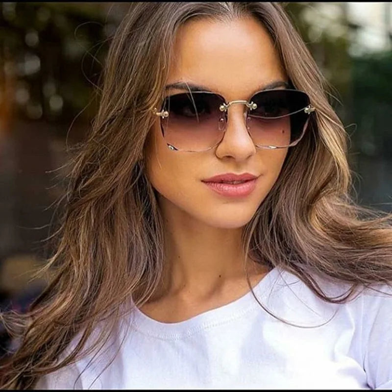 Women's Rimless Sunglasses with Diamond Cut Lenses