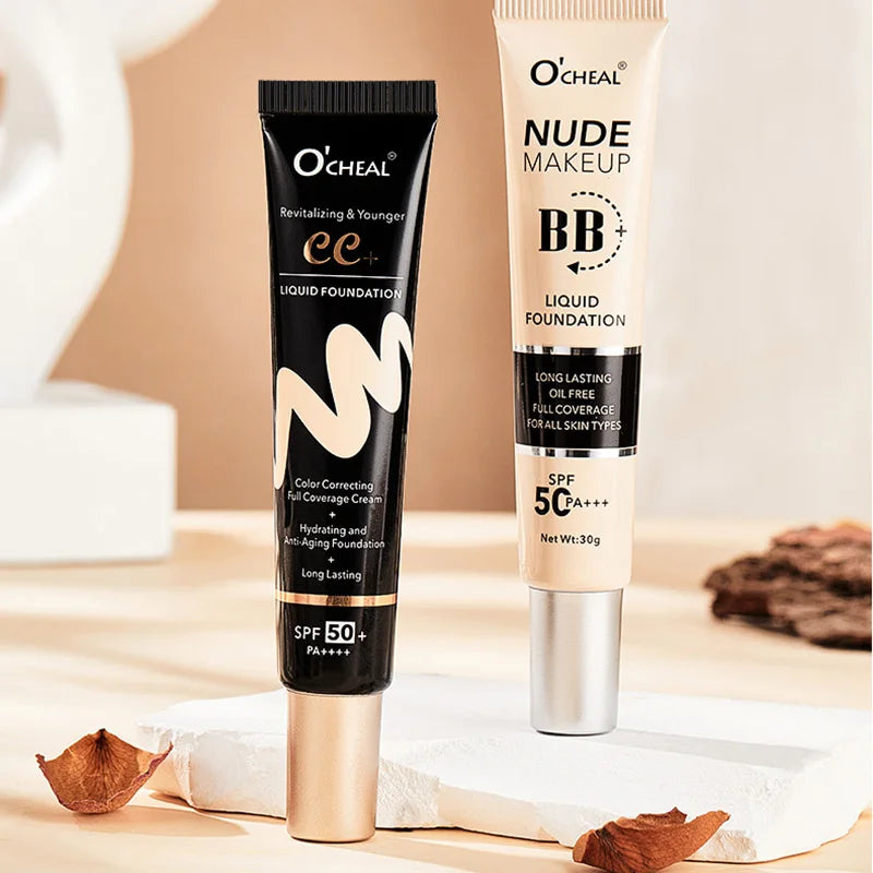 1PC Long-lasting Moisturizing BB Cream Liquid Foundation, Waterproof Coverage for Acne Spots, Natural Matte Face Base Makeup and Concealer.