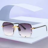 Women's Rimless Sunglasses with Diamond Cut Lenses