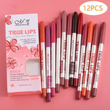 6/12pcs - Matte Lipstick Pencil and Waterproof Wooden Lip Liner Pencil