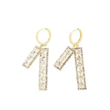 Shiny gold tone stainless steel square zircon hoop earrings for women